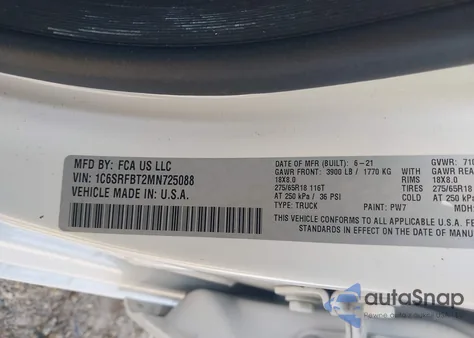 2021 Ram 1500 Big Horn 4X4 6'4 Box from USA, damaged, VIN 1C6SRFBT2MN725088